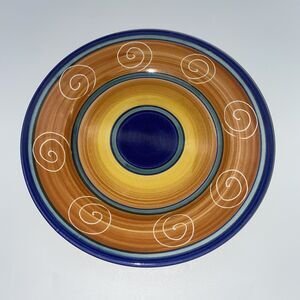 Pier 1 Italian Swirl Earthenware Salad Plate, Orange and Blue, 8" Diameter